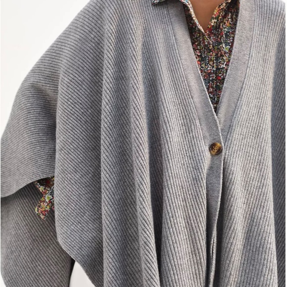 Anthropologie Knit Button-Front Poncho - Picture 2 of 3
